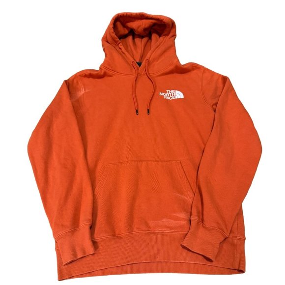 THE NORTH FACE GRAPHIC PRINT ORANGE HOODIE MENS SMALL | E2 - Picture 2 of 6